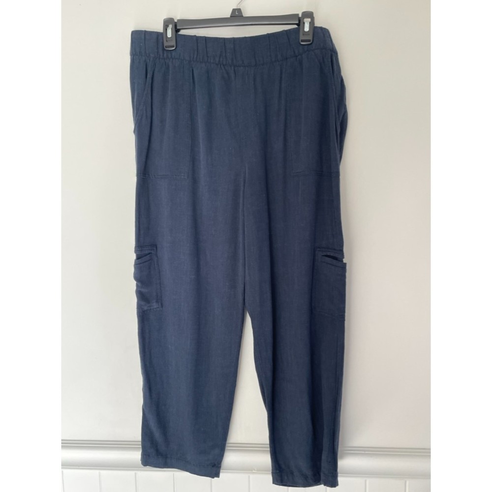 Soft Surroundings Nylon Linen Blend Blue Pants 2XL Casual Classic Neutral E49